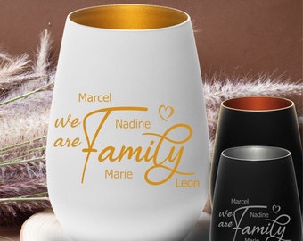 Windlicht "we are Family" mit Wunschnamen - personalisierte Geschenke für Oma, Mama, Papa, Opa Geburtstag Weihnachten