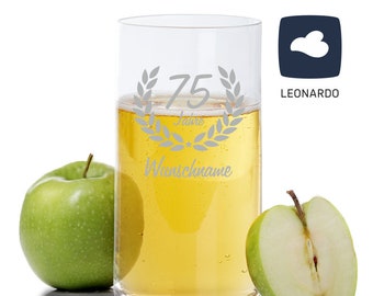 Personalisiertes Trinkglas von Leonardo zum 75. Geburtstag mit Wunschnamen
