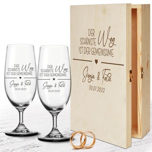 Beer glasses with engraving Wedding glasses - The most beautiful way - optionally in a wooden box - Wedding gift idea