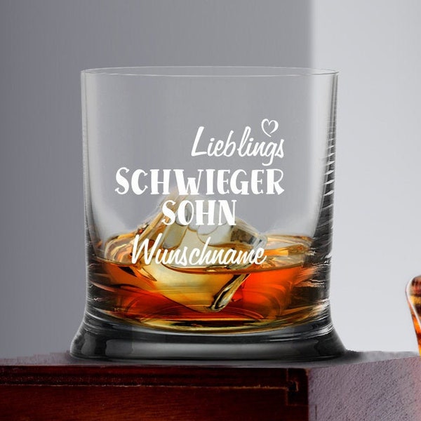 personalisiertes Whisky-Glas "Lieblings-Schwiegersohn" mit Deinem Wunschnamen