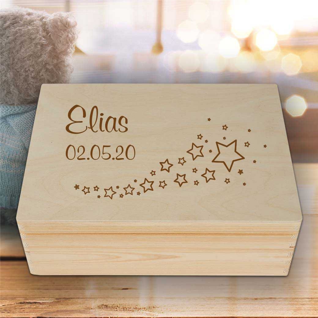 Boîte souvenir pour bébé avec plusieurs compartiments Motif étoiles