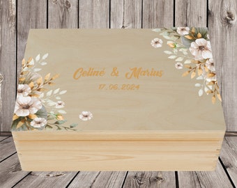 Erinnerungskiste  Erinnerungsbox Hochzeit - Geschenk Geschenkidee personalisiert mit Namen und Hochzeitsdatum bedruckt