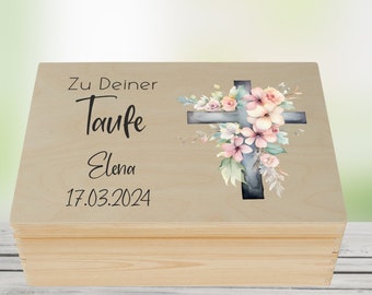 Erinnerungskiste Taufe personalisiert, Erinnerungsbox mit Namen, Holzkiste, Holzbox, Andenken, Taufgeschenk