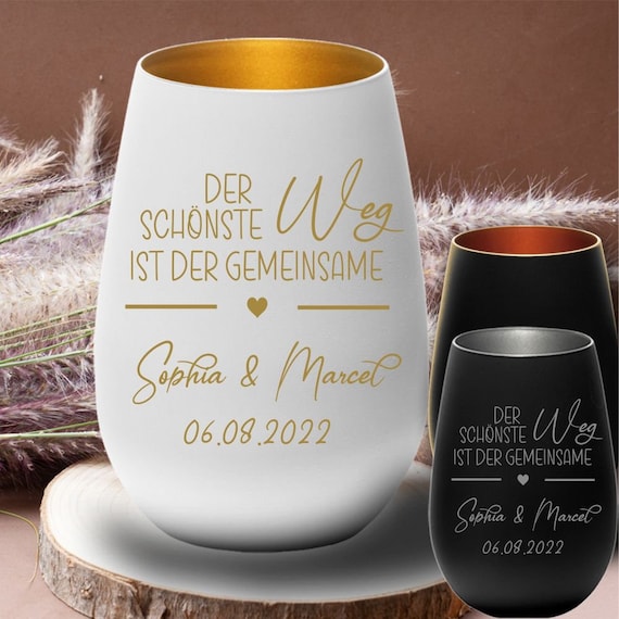 Hochzeitsgeschenk - Windlicht - Der schönste Weg ist der Gemeinsame- verschiedene Farben- Geschenk zur Hochzeit - Jahrestag - Valentinstag