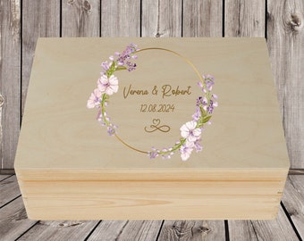 Erinnerungskiste  Erinnerungsbox Hochzeit - Geschenk Geschenkidee personalisiert mit Namen und Hochzeitsdatum bedruckt
