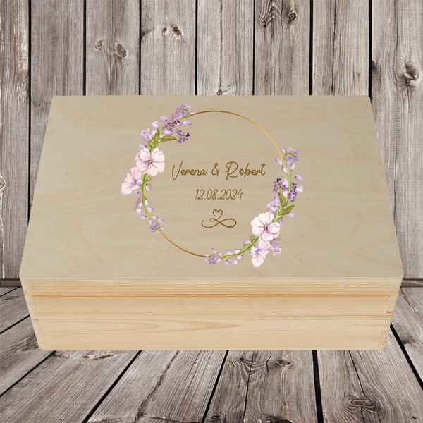 Erinnerungskiste  Erinnerungsbox Hochzeit - Geschenk Geschenkidee personalisiert mit Namen und Hochzeitsdatum bedruckt