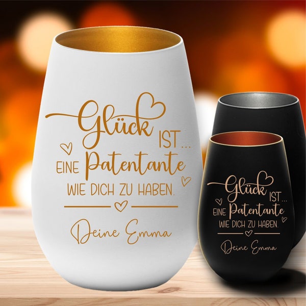 Windlicht Glück ist eine Patentante wie dich zu haben mit Deinem Wunschnamen personalisiert Geschenk zum Geburtstag Patentante