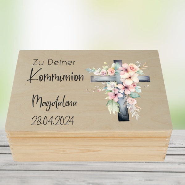 Personalized communion memory box, memory box with name, wooden box for communion, wooden box, keepsake