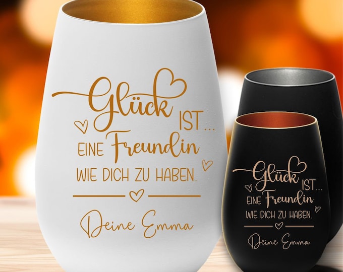 Blumentopf für Freundin, Freundin Geschenk, Glück ist eine Freundin wie