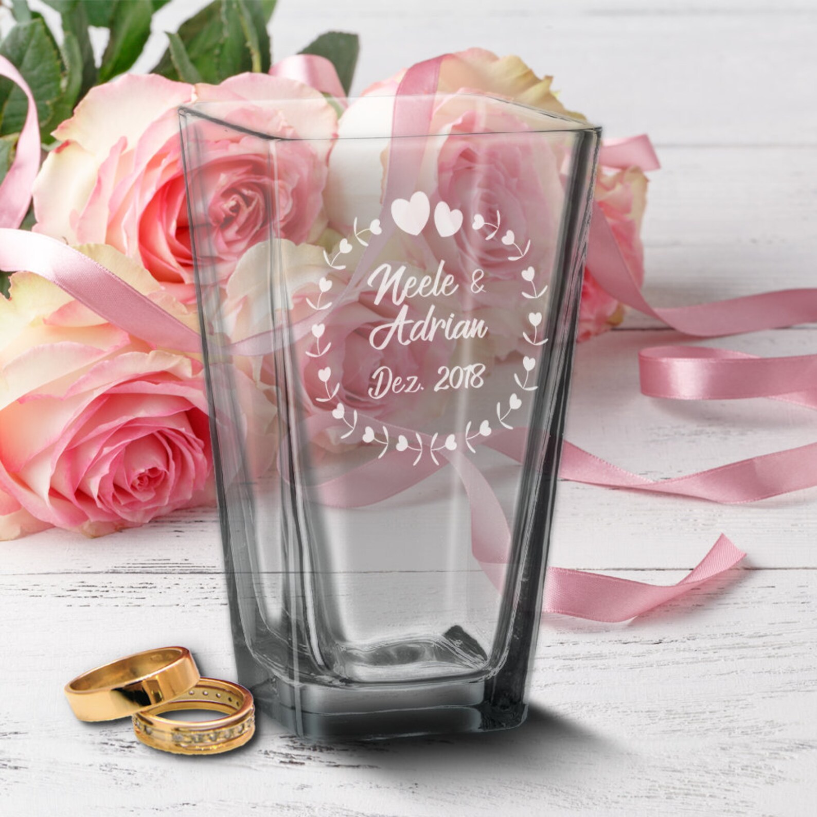 Vase With Engraving for the Wedding With Desired Name and Date Etsy