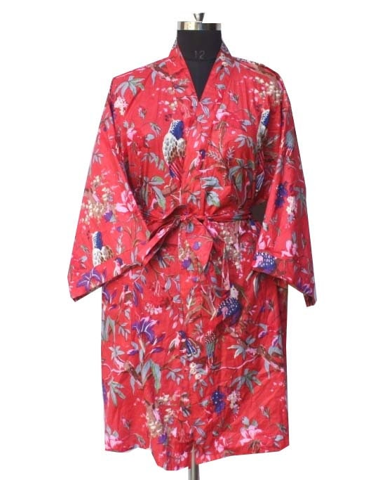 Cotton Print Kimono Handmade Cotton Robe Beach Cover up Bath Etsy