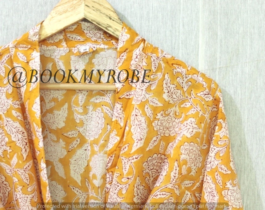 100% Cotton Kimono Indian Kimono Robes Printed Dressing Gown Women's Robes Cotton Dressing Gown Kimono Lightweight Robe Bridesmaid Gifts