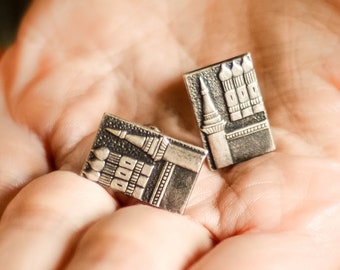 Retro cufflinks men&#39;s religious gift, Groom cufflinks vintage, Rectangle cufflinks