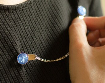 Blue sweater clips, Collar pin chain, Metal clasp trending now