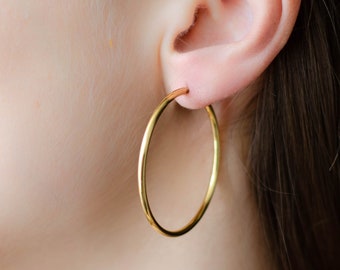 Huggie hoop earrings, Chunky gold hoops oversized earrings