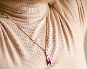 A letter necklace gold by Avon jewelry, Amethyst pendant Avon necklace, Tiny letter necklace