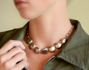 Metal choker collar brutalist necklace, Everyday choker short necklace