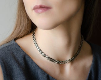 Silver rope chain necklace by Trifari jewelry, Everyday necklace vintage