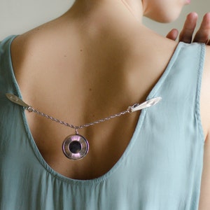 Sweater guard with medallion, Costume jewelry cardigan clips