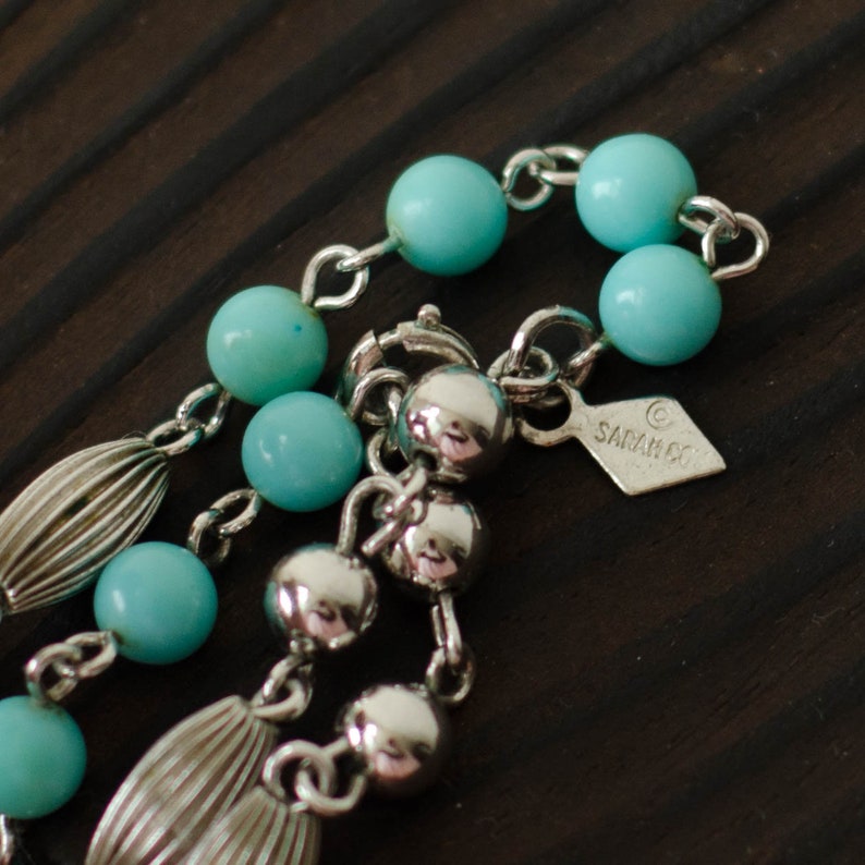 Turquoise necklace beaded by Sarah Coventry, Everyday necklaces for women 画像 7