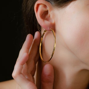 Large hoop earrings, Oversized earrings vintage, Chunky gold hoops image 7