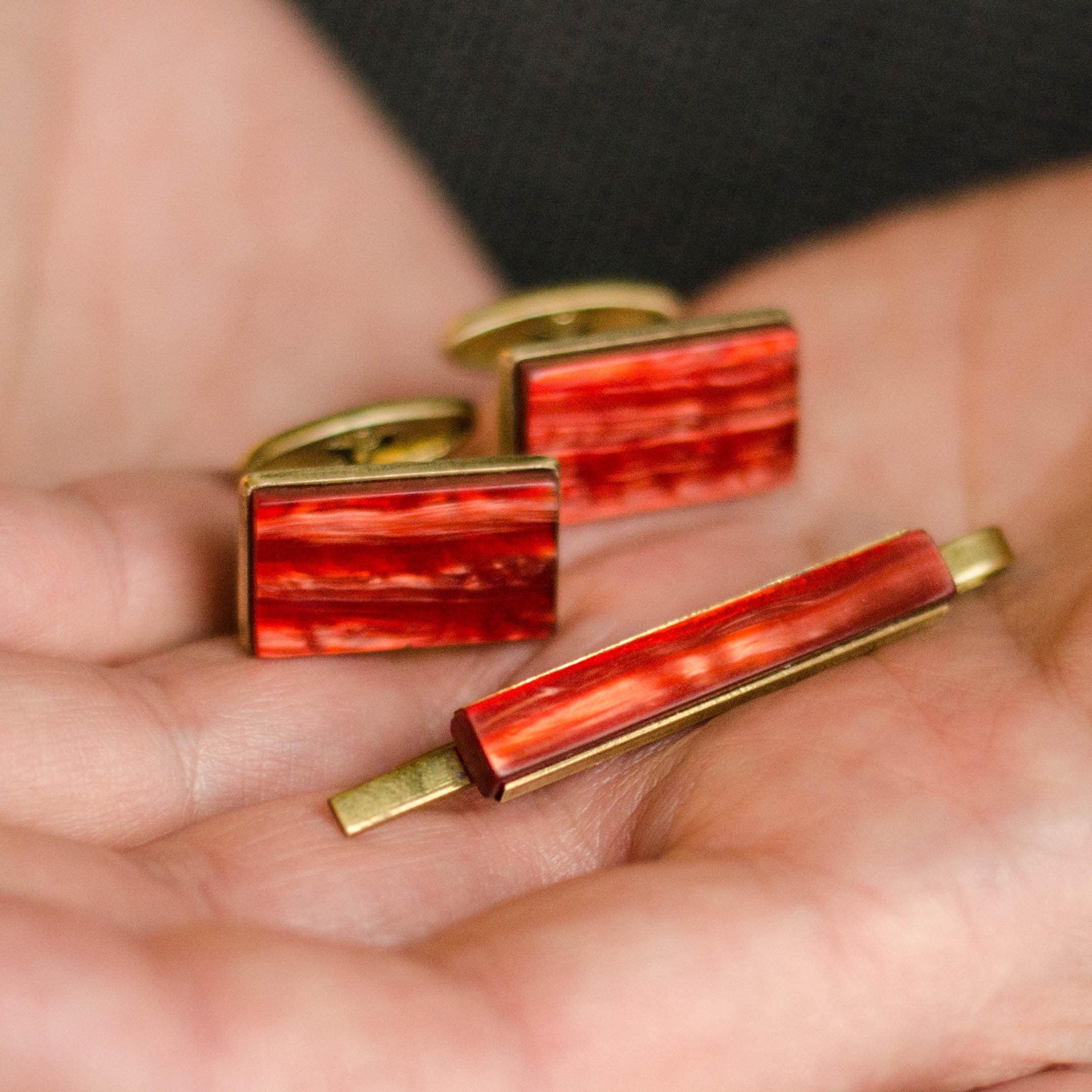 Groomsmen cufflinks and Tie bar from USSR, Unique cufflinks vintage, Best man cufflinks set