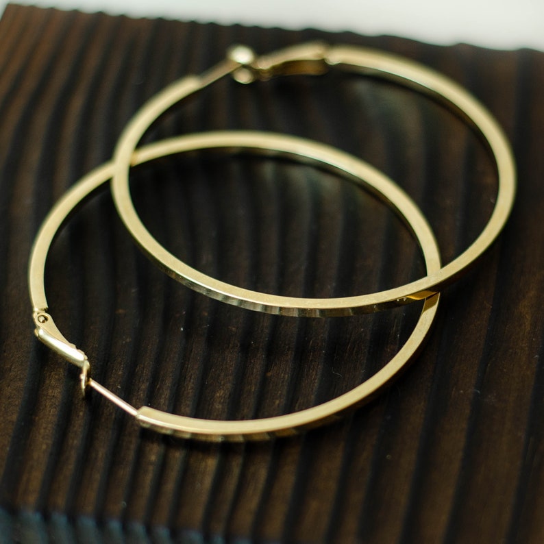 Large hoop earrings, Oversized earrings vintage, Chunky gold hoops image 4