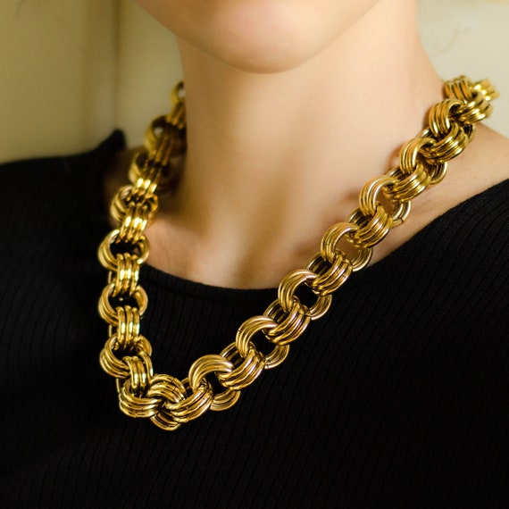 Chunky gold necklace by Monet jewelry, Double link