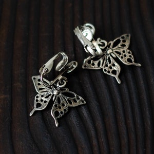 Butterfly wings funny earrings filigree, Insect earrings vintage, Papillon gifts image 9