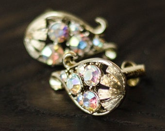 Aurora Borealis crystal earrings by Coro jewelry, Non Pierced Earrings