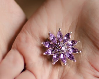 Lavender pin flower brooch vintage, Small vintage brooch bouquet