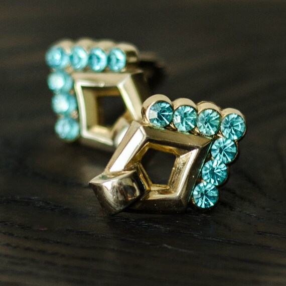 Aquamarine earrings Coro jewelry, Geometric earri… - image 2