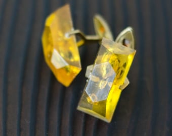 Groom cufflinks vintage, Bronze cufflinks for men, Faux amber jewelry