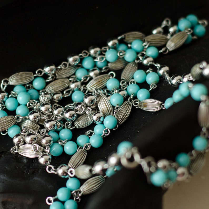 Turquoise necklace beaded by Sarah Coventry, Everyday necklaces for women image 8