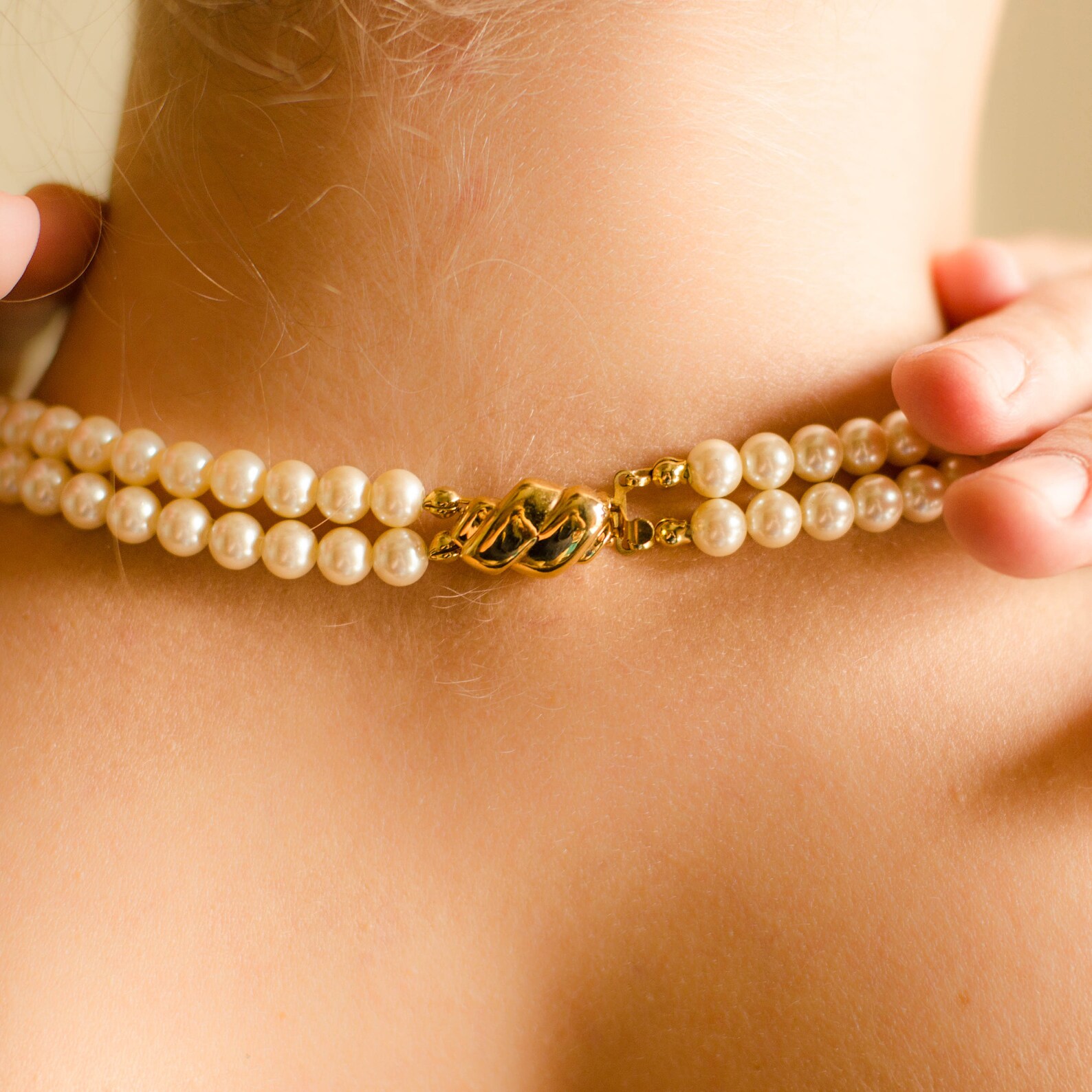 Two strand pearl chocker White beaded choker Multi layer Etsy