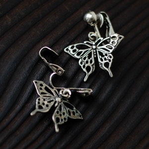 Butterfly wings funny earrings filigree, Insect earrings vintage, Papillon gifts image 3