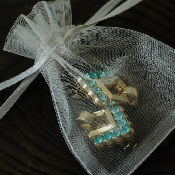 Aquamarine earrings Coro jewelry, Geometric earri… - image 9