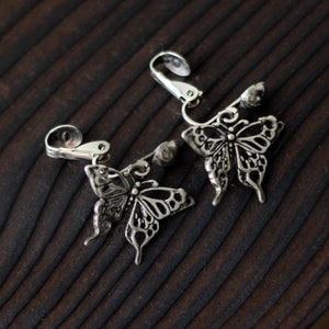 Butterfly wings funny earrings filigree, Insect earrings vintage, Papillon gifts image 6