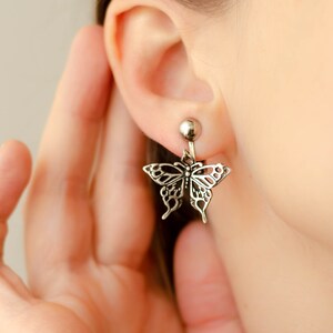 Butterfly wings funny earrings filigree, Insect earrings vintage, Papillon gifts image 7