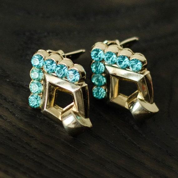 Aquamarine earrings Coro jewelry, Geometric earri… - image 6