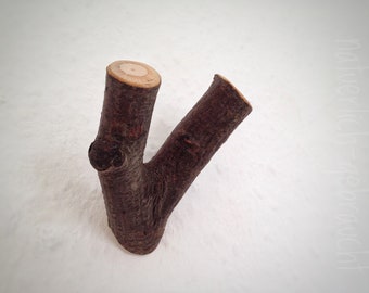 Wandhaken, houten haken oud hout, handdoekhouder, haak &quot;Y&quot; met schors