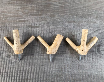 Set of 3 wall hooks, towel holder, key holder “W Y W” (branch diameter 1.0 - 2.3 cm)