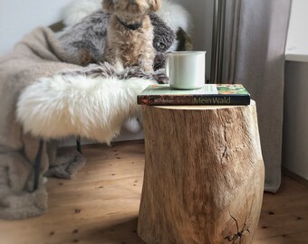 Boomstam salontafel, nachtkastje, bijzettafel “Eiken”