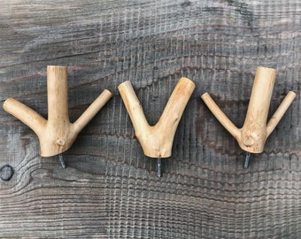 Set of 3 wall hooks, towel rails, key holders "W Y W" (branch diameter 1.0 - 2.2 cm)