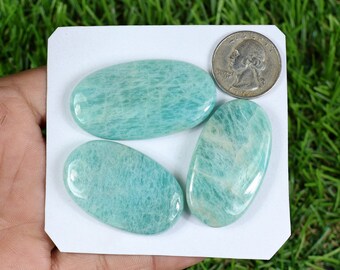 Green Amazonite Gemstone Cabochon Lot, Making For Silver Jewelry Supply, Semi Precious, Smooth Hand Polished Gemstone, Wire Wrapping