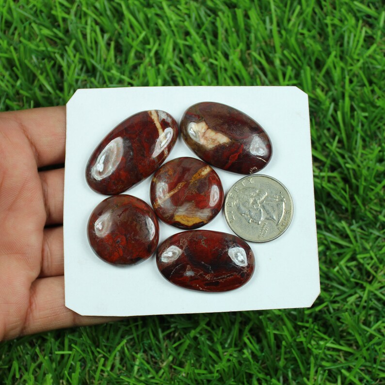 Natural Conglomerate Jasper Cabochon Loose Gemstone 5 Pcs 207 Crt Wholesale Conglomerate Jasper Lot A One Gemstone For Necklace #SG-4023