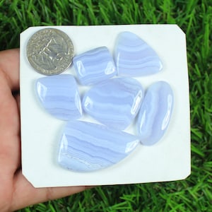 Blauer Spitze Achat Edelstein, 6 Stück 146 Karat, natürlicher Blauer Spitze Achat Edelstein Cabochon, Herstellung für Silberschmuck Großhandel Anhänger # 3461