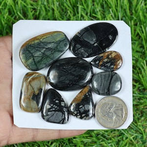 Natural Picasso Jasper Gemstone Lot, 8 Pieces 220 Carat, Smooth Hand Polished Gemstone Cabochon, Making For Silver Jewelry Supply,