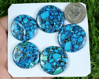 Natural Copper Chrysocolla Gemstone, 155 Carat, Round Chrysocolla Lot , Blue Chrysocolla Gemstone, Flatback Stone, Handmade Chrysocolla