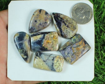 Natural Tiffany Jasper Gemstone Cabochon Lot, Making For Silver Jewelry Supply, Healing Crystal Cabochon, Semi Precious, Gift For Woman